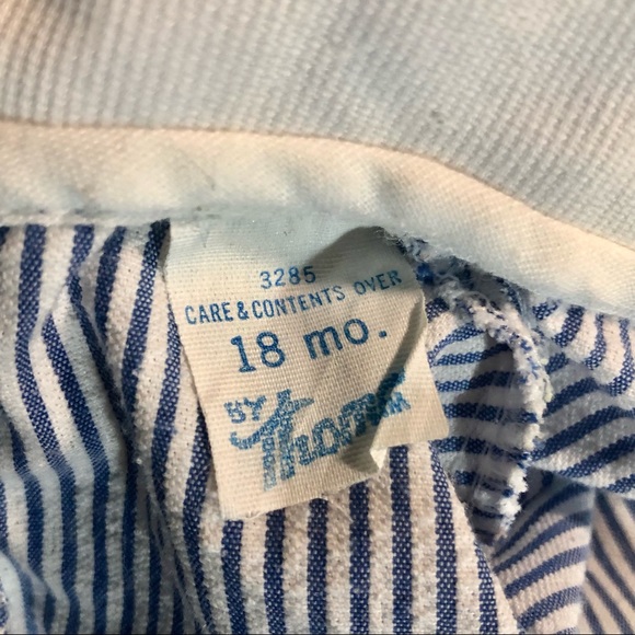 Vintage Thomas Pinstripe Romper USA Made Blue White Boys 18M - Picture 3 of 5